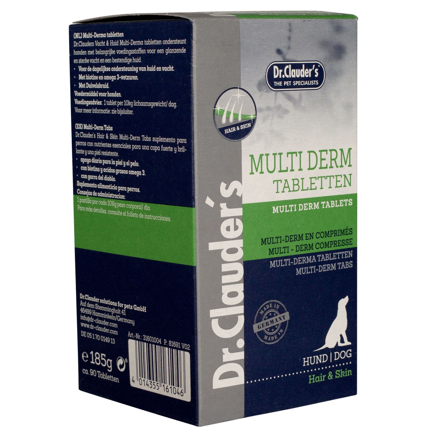 Витаминно-минеральный комплекс для собак Dr.Clauder's Hair & Skin Multi Derm Tablets для кожи и шерсти, 90 шт таблетки
